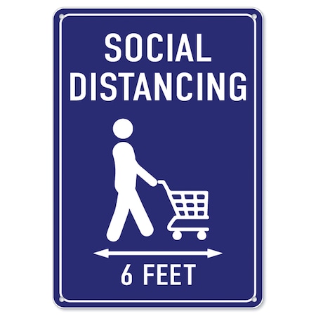 Coronavirus Notice Sign, Social Distancing 6 Feet, 18in X 12in Rigid Plastic